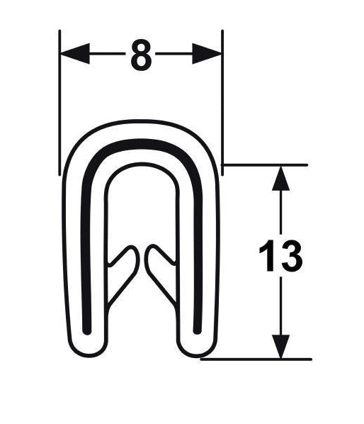 Pinchweld 60-056B 25mm Black/White Fin per mtr