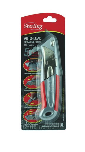 Heavy Duty Auto Load Retractable Knife + 5 Blades