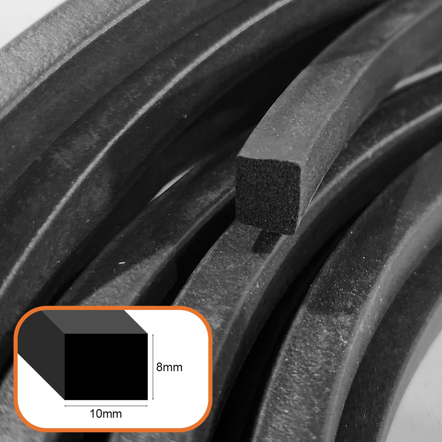 EPDM Sponge Strip 8mm thick per metre