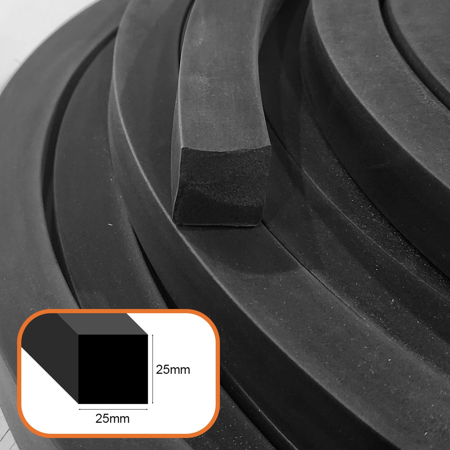 EPDM Sponge Strip 25mm thick per metre
