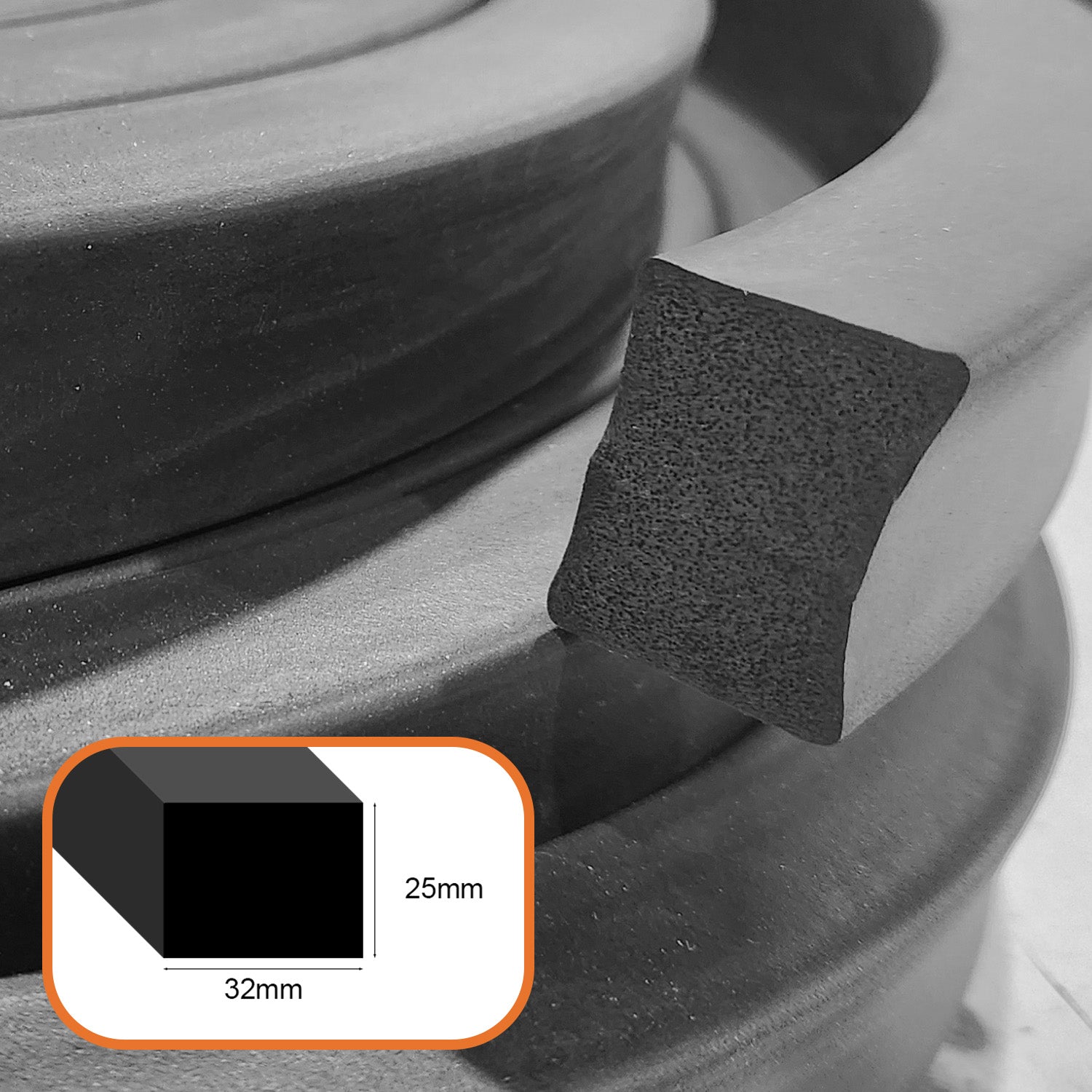 EPDM Sponge Strip 25mm thick per metre