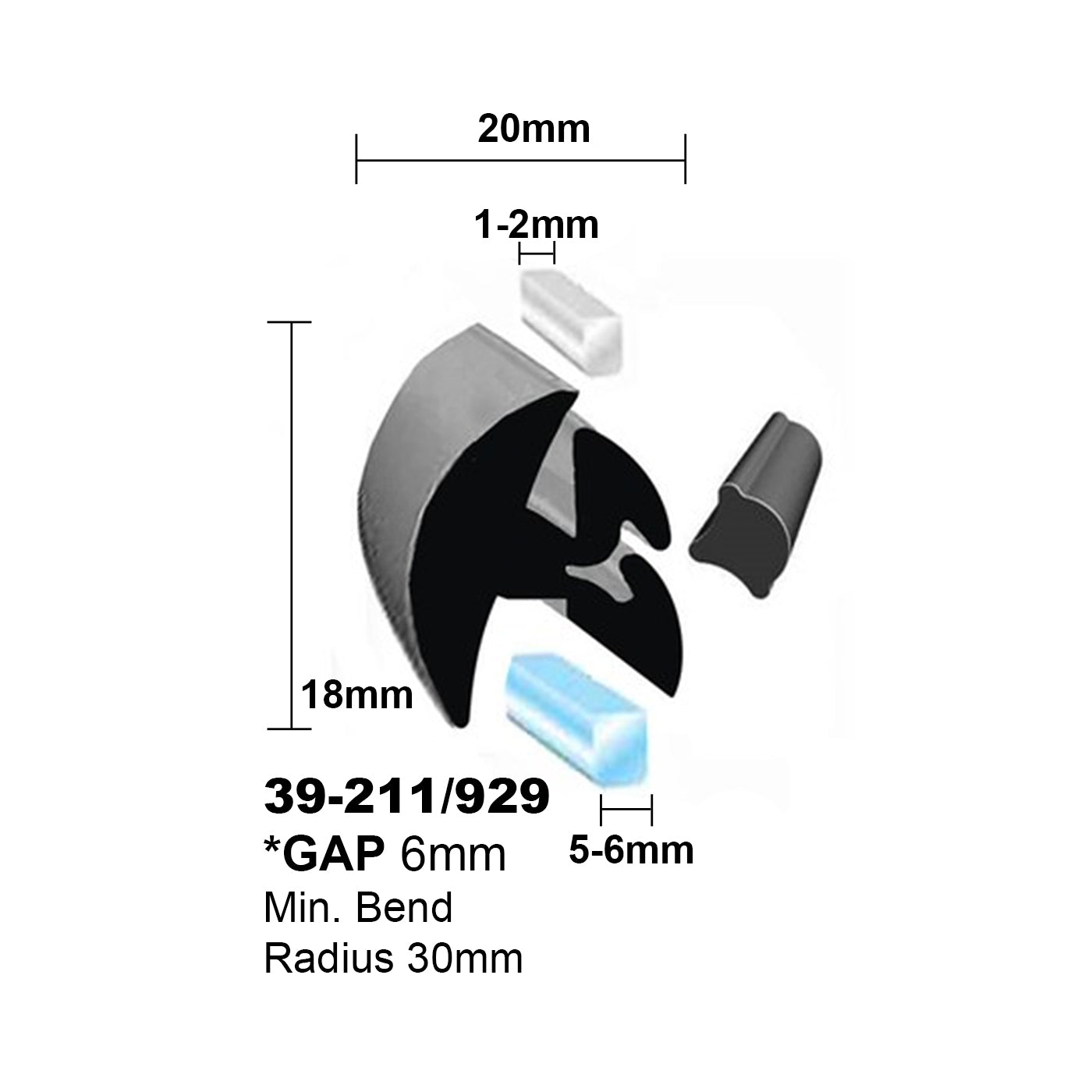 Windscreen Rubber 39-211 per metre