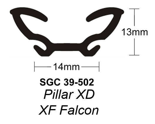 39-502 Sliding Glass Channel (Pillar XD-XF Falcon) per metre