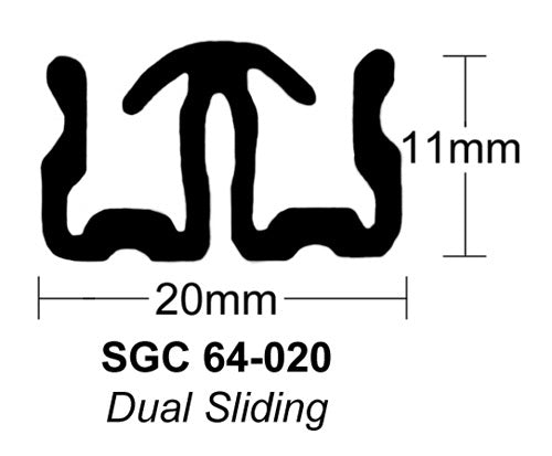 64-020 Dual Sliding Glass Channel (Toyota Troopcarrier, Coaster Bus) per mtr