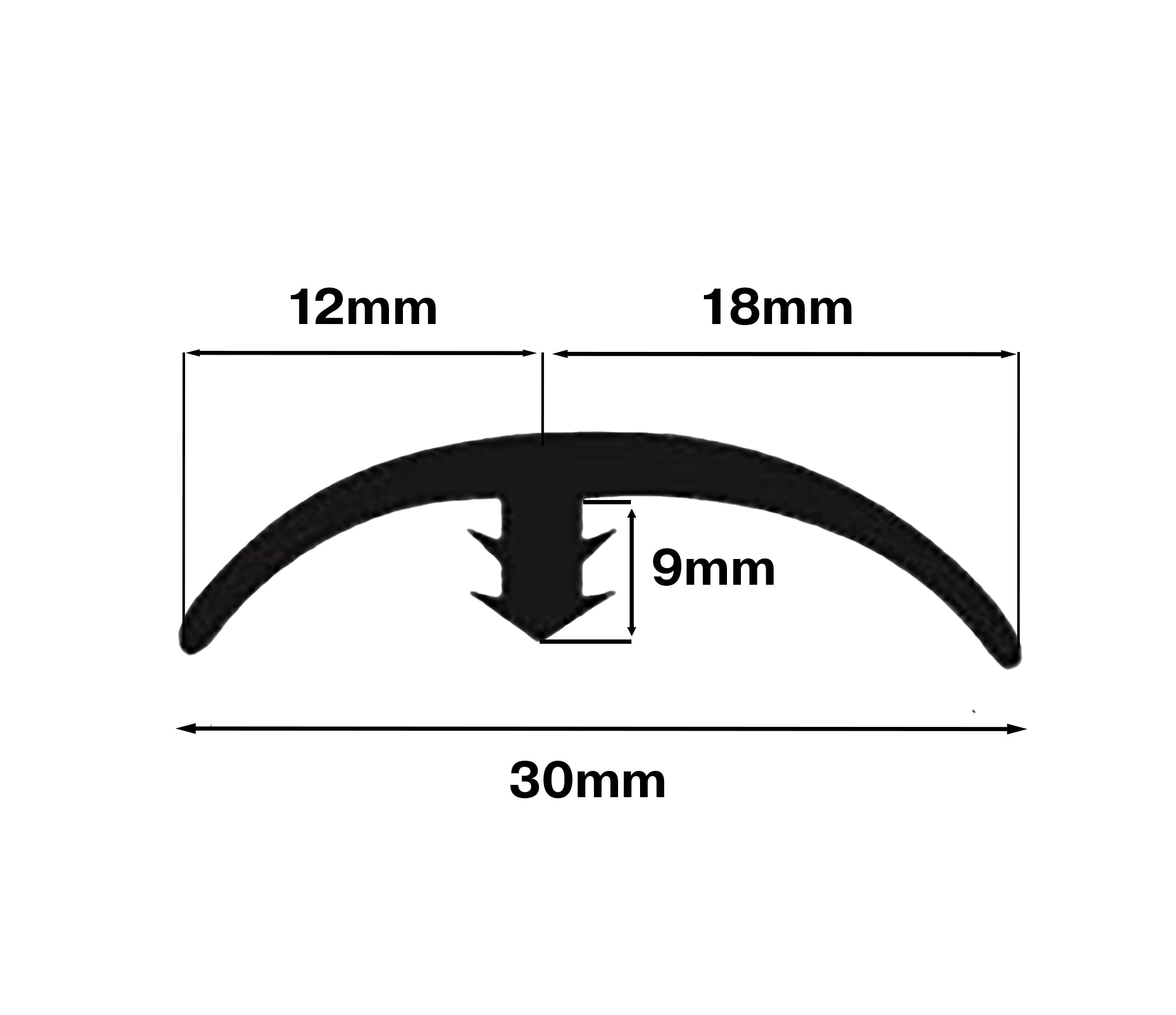 Edge T Cap PVC Black per metre