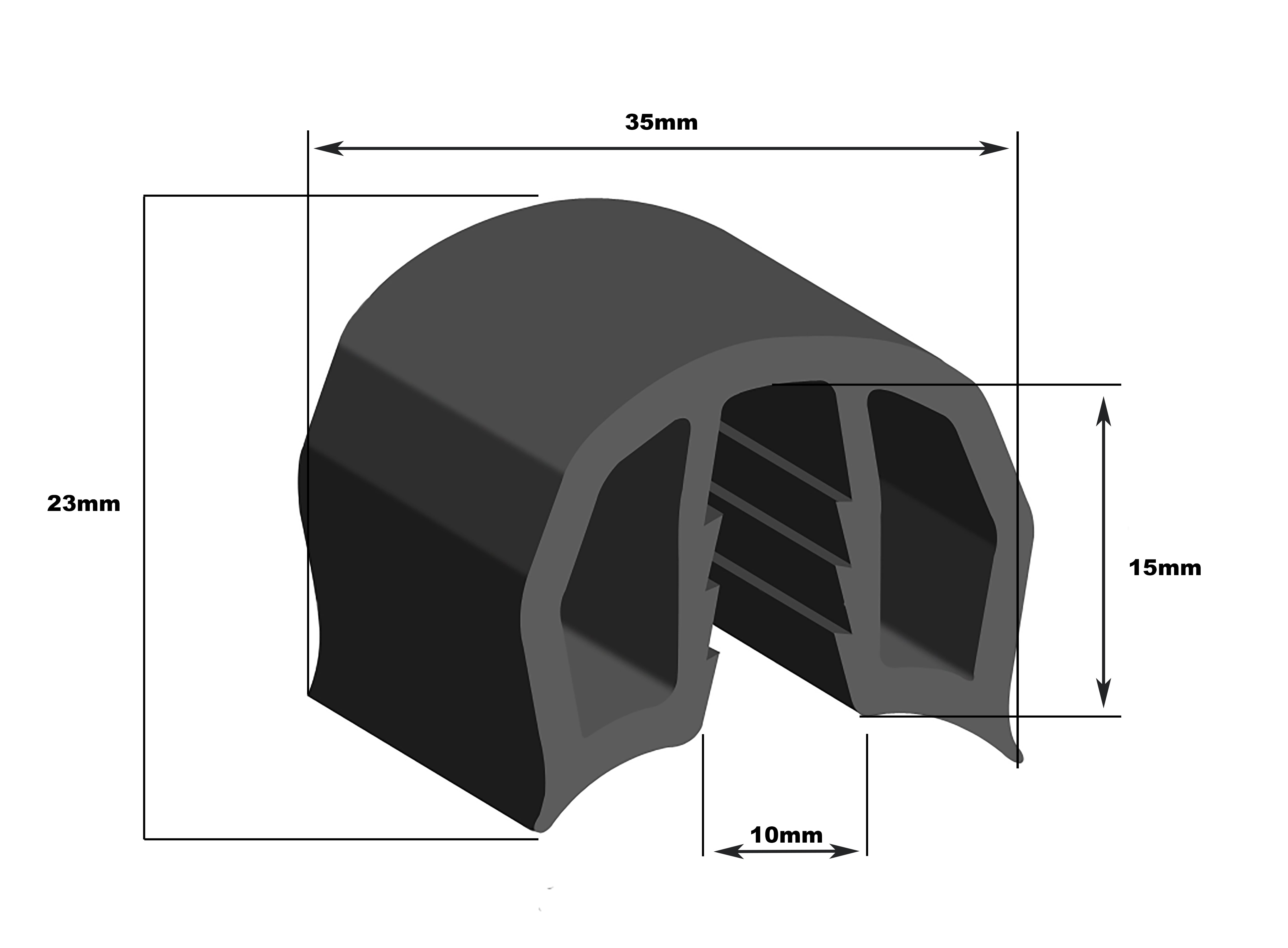 35mm Gunwale Rubber per metre