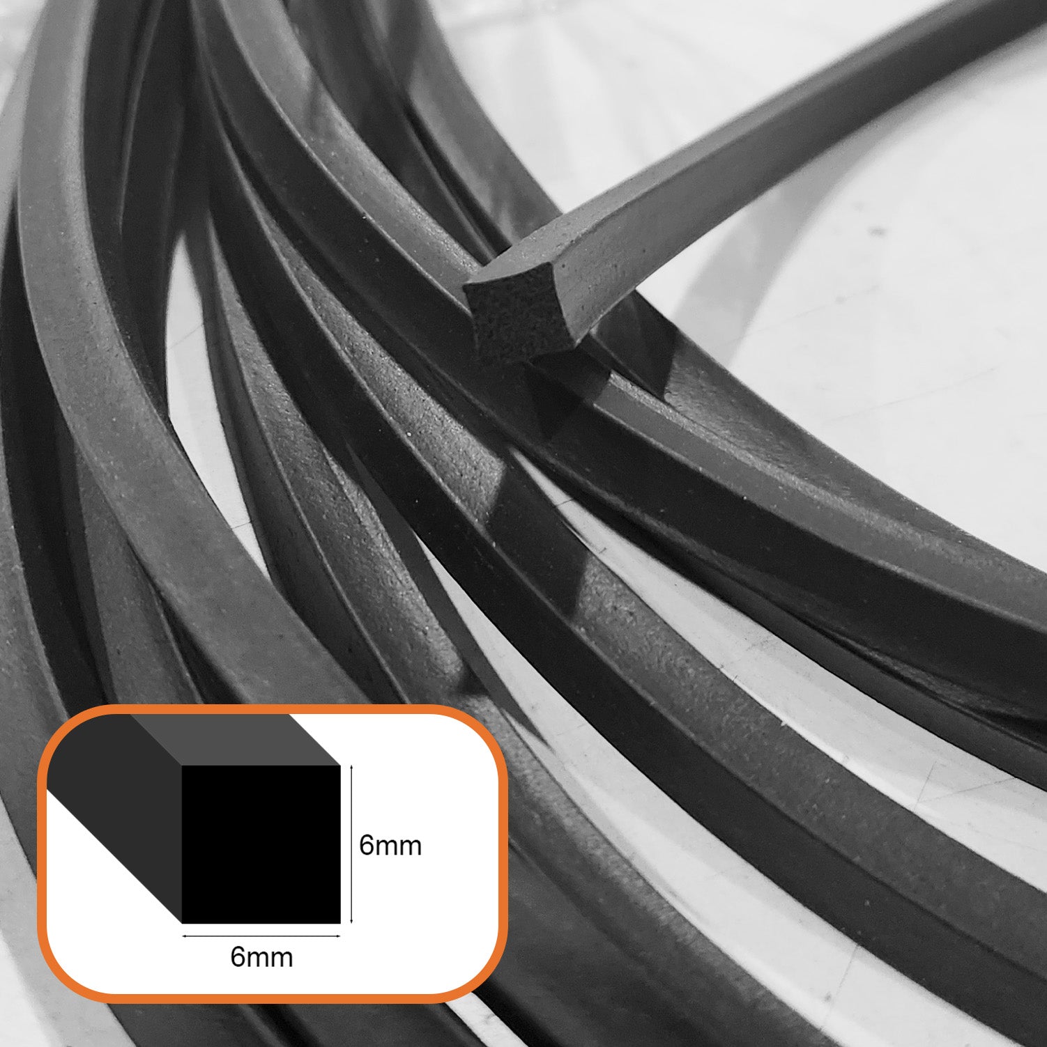EPDM Sponge Strip 6mm thick per metre