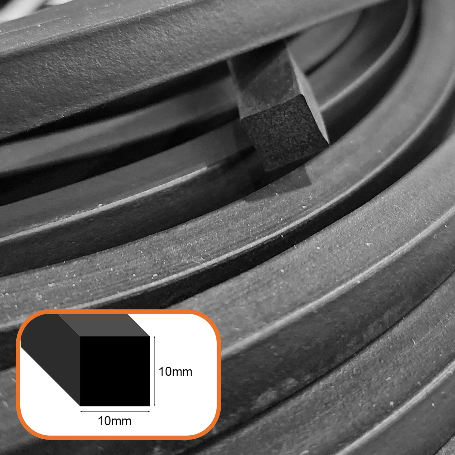 EPDM Sponge Strip 10mm thick per mtr