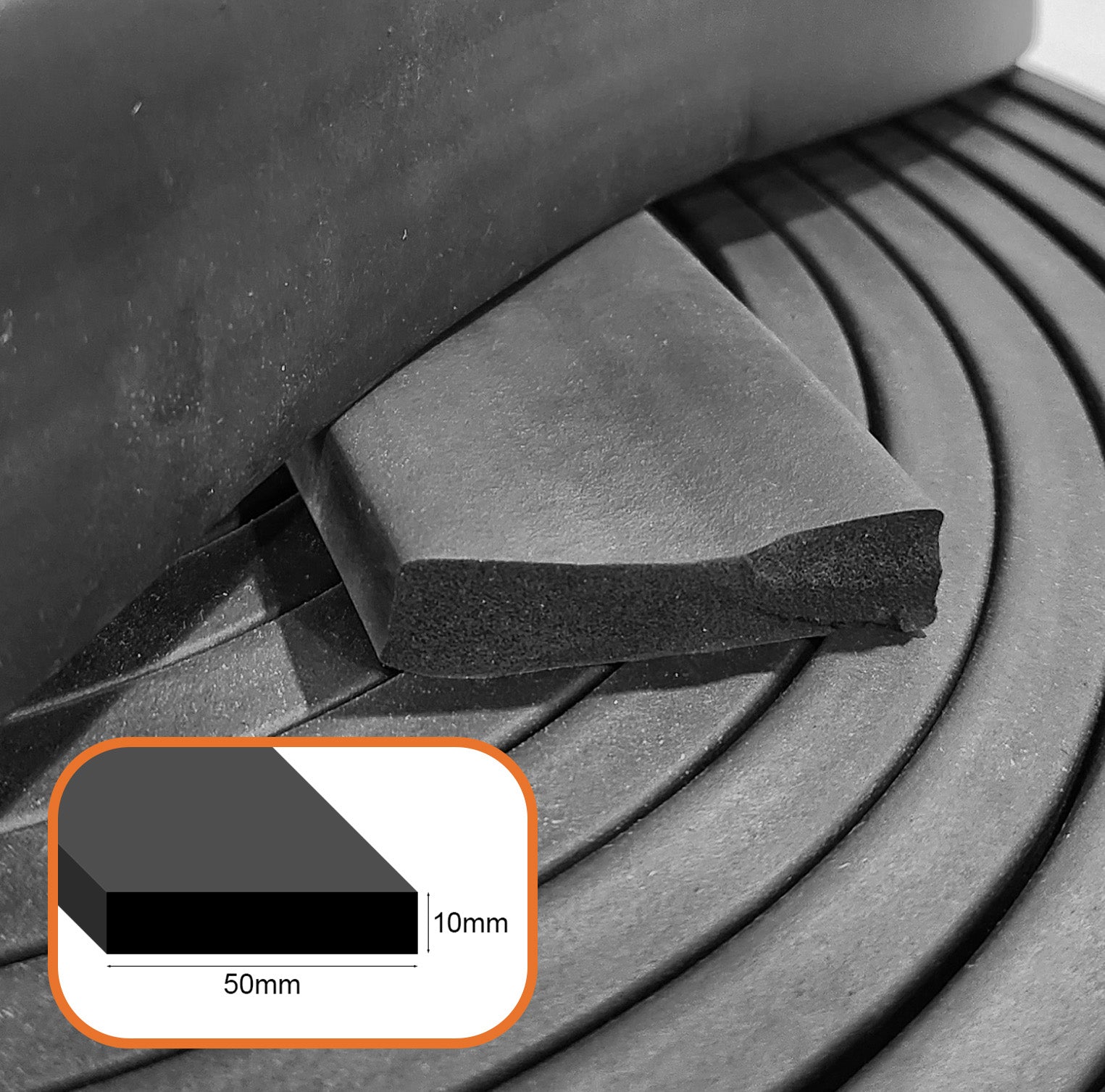 EPDM Sponge Strip 10mm thick per mtr
