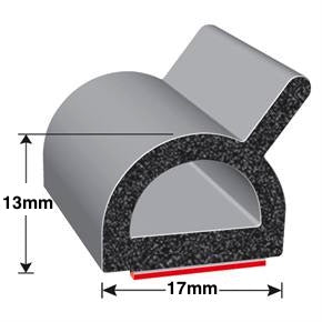 X-5036BT Self Adhesive EPDM D-Seal (with flange)