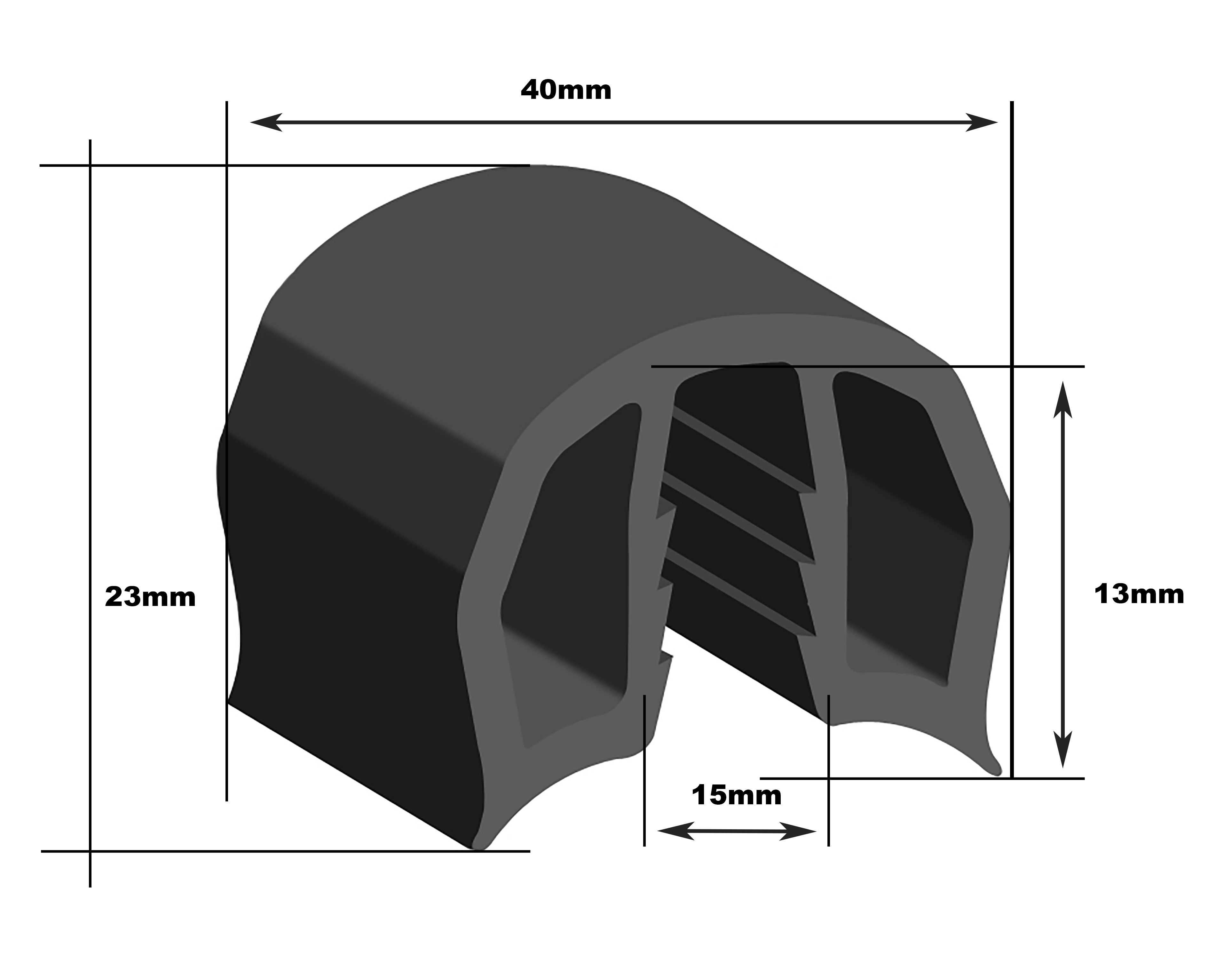 40mm Gunwale Rubber per metre