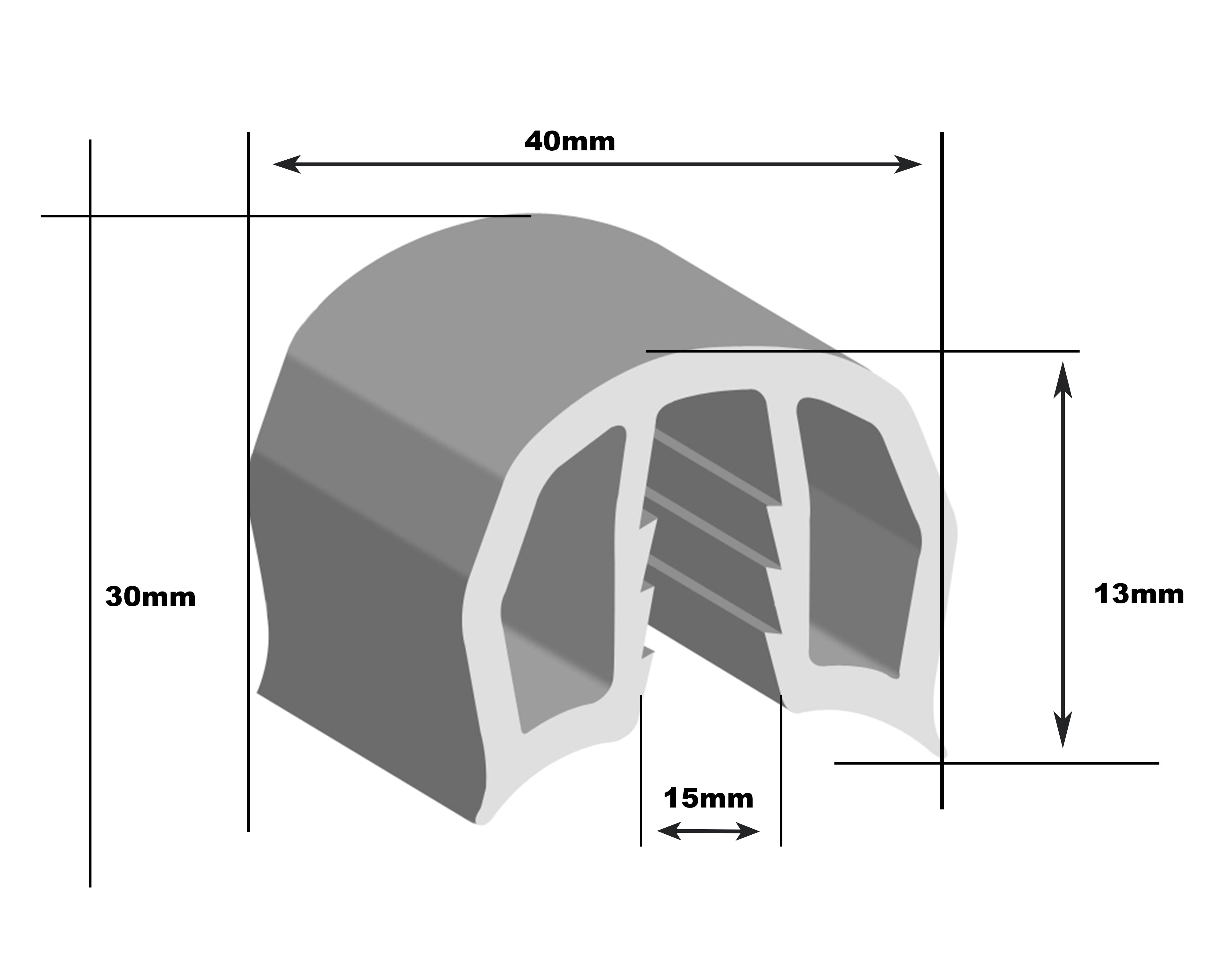 40mm Gunwale Rubber per metre
