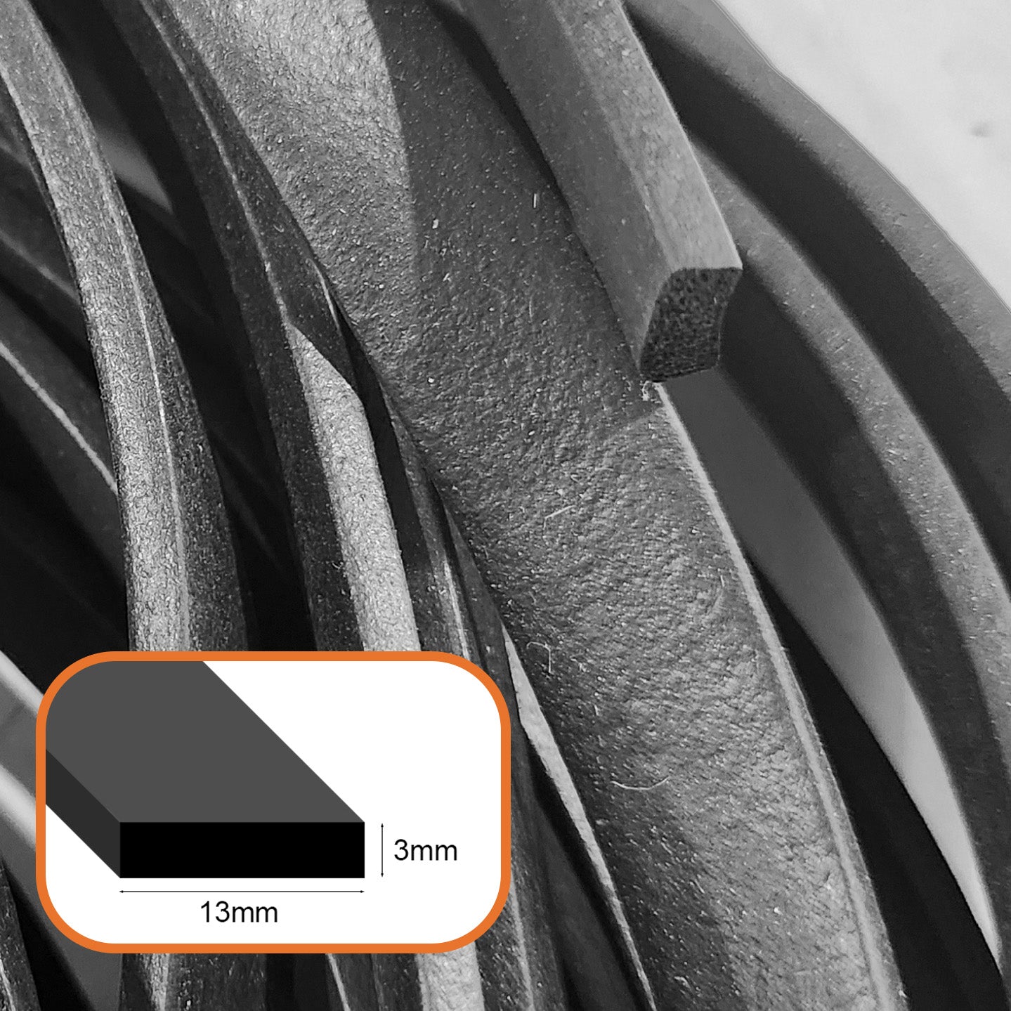 EPDM Sponge Strip 3mm thick per metre
