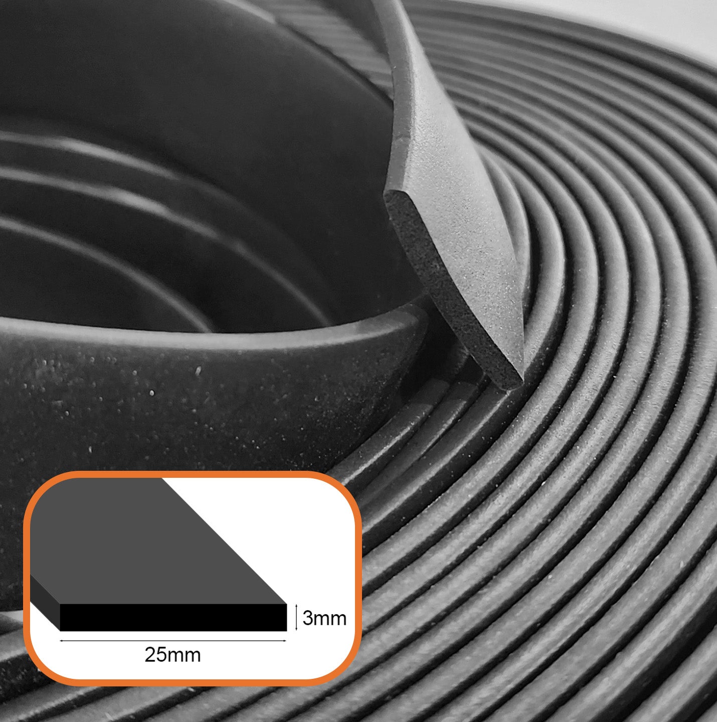 EPDM Sponge Strip 3mm thick per metre