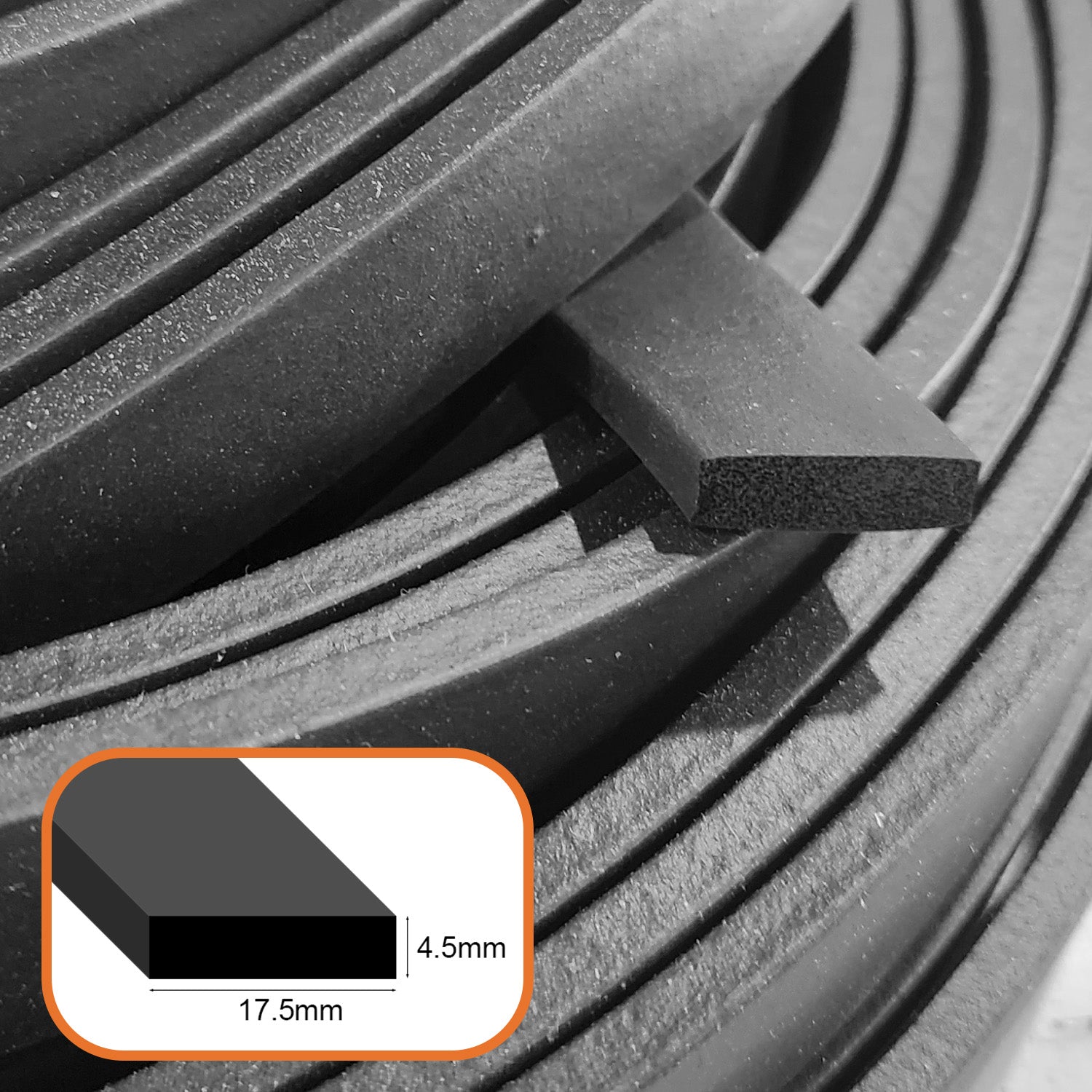 EPDM Sponge Strip 4.5mm thick per metre